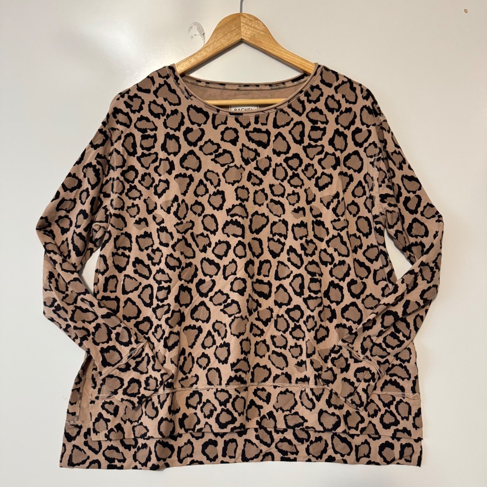 Rachel‎ Hollis Womens Small Leopard Print Long Sleeve Top
